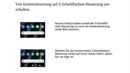 Von Gestensteuerung auf 3-Schaltflächen-Steuerung umschalten.
