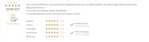 Bewertung Kurs J.B
