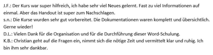 Referenzen: Mitarbeiterschulung Pro Senectute Thurgau: Word erweiterte Anwendungen mit ChatGPT und Power Point - Moderne Präsentationen mit Chat GPT