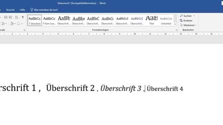  Microsoft Word: Überschrift 3 wieder einblenden