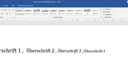 Microsoft Word-Tipp: Überschrift 3 und 4 wieder nutzbar machen