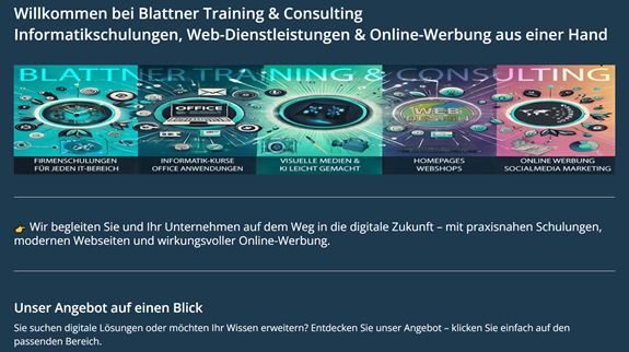 Blattner Training & Consulting - Informatikschulungen, Web-Dienstleistungen & Online-Werbung aus einer Hand